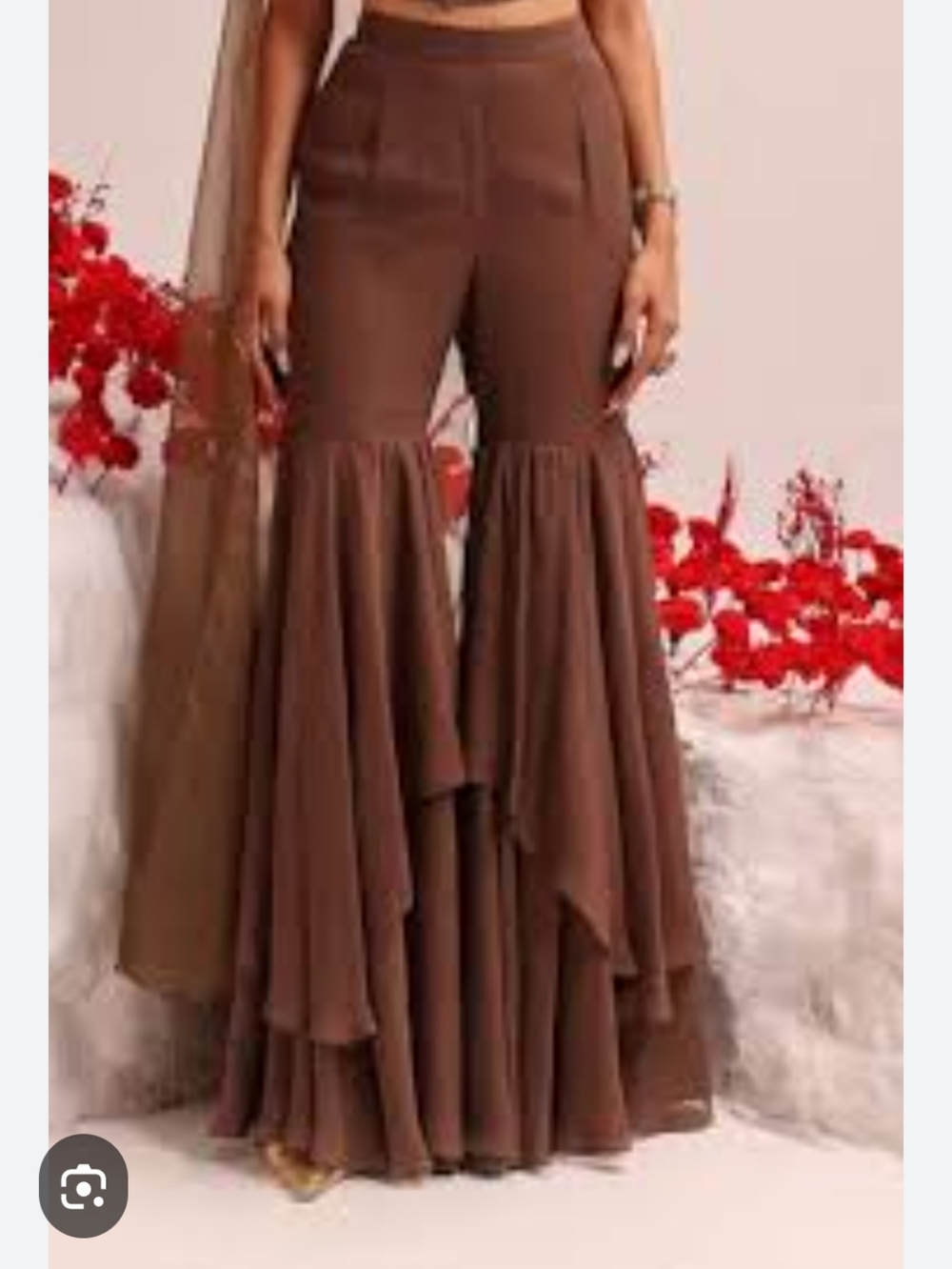 NWT Women's Brown Ruffle Flare Pants